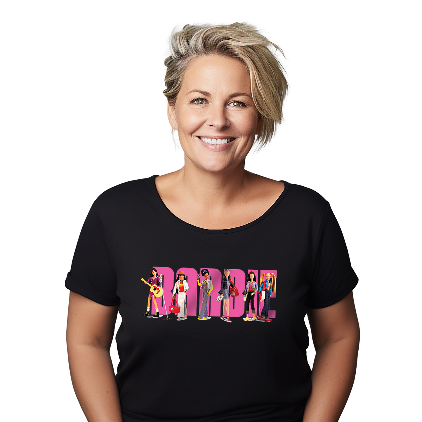 Barbie Vintage 90 Logo Womens Black Tee
