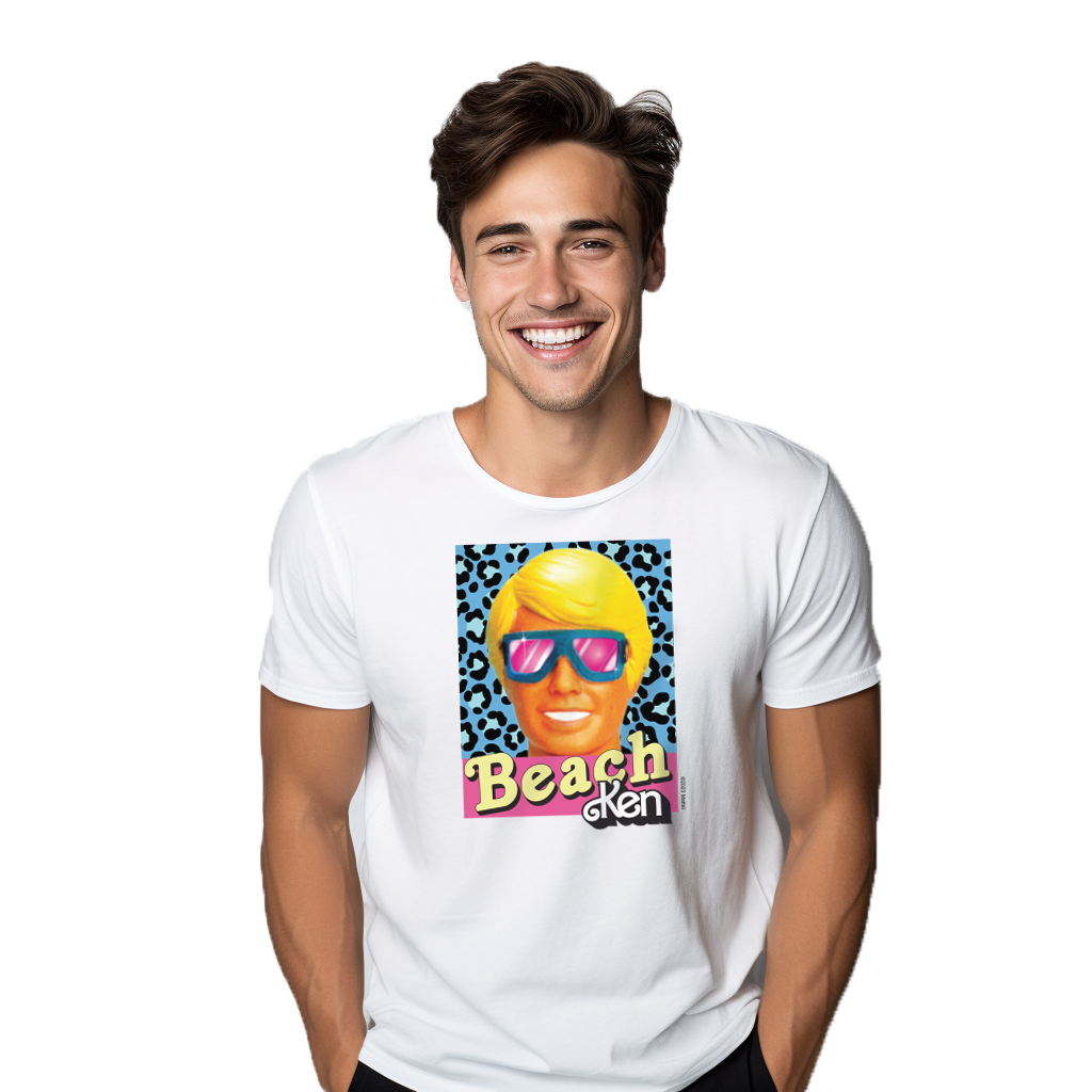 Ken Beach Men’s White Tee ©2023 Mattel.