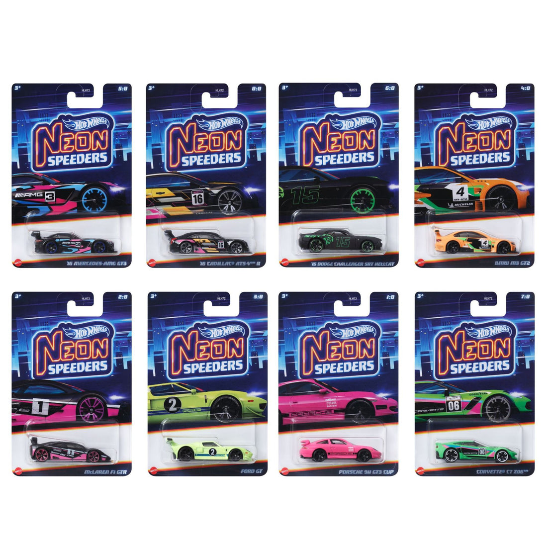 Bundle: 10 Hot Wheels Neon Speeders Vehicles