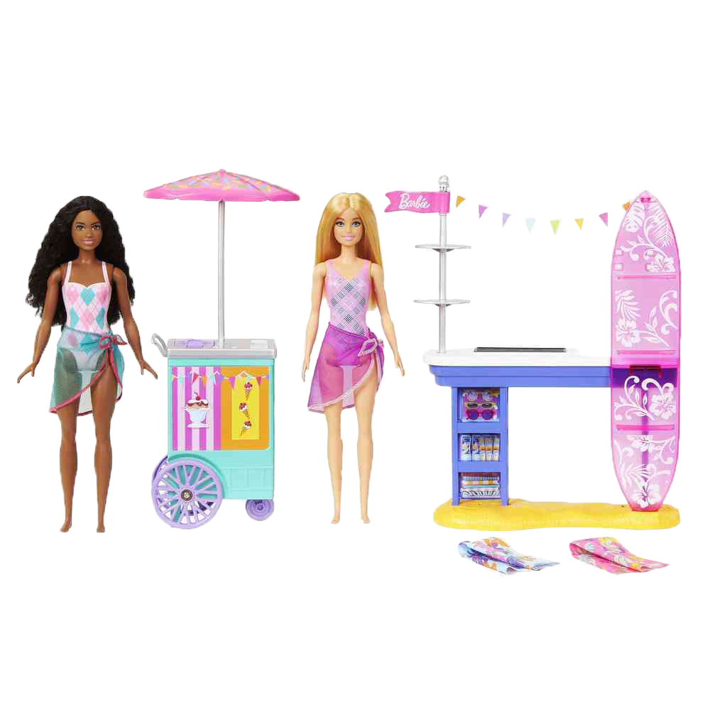 Barbie Beach Boardwalk Playset With Barbie Brooklyn Malibu