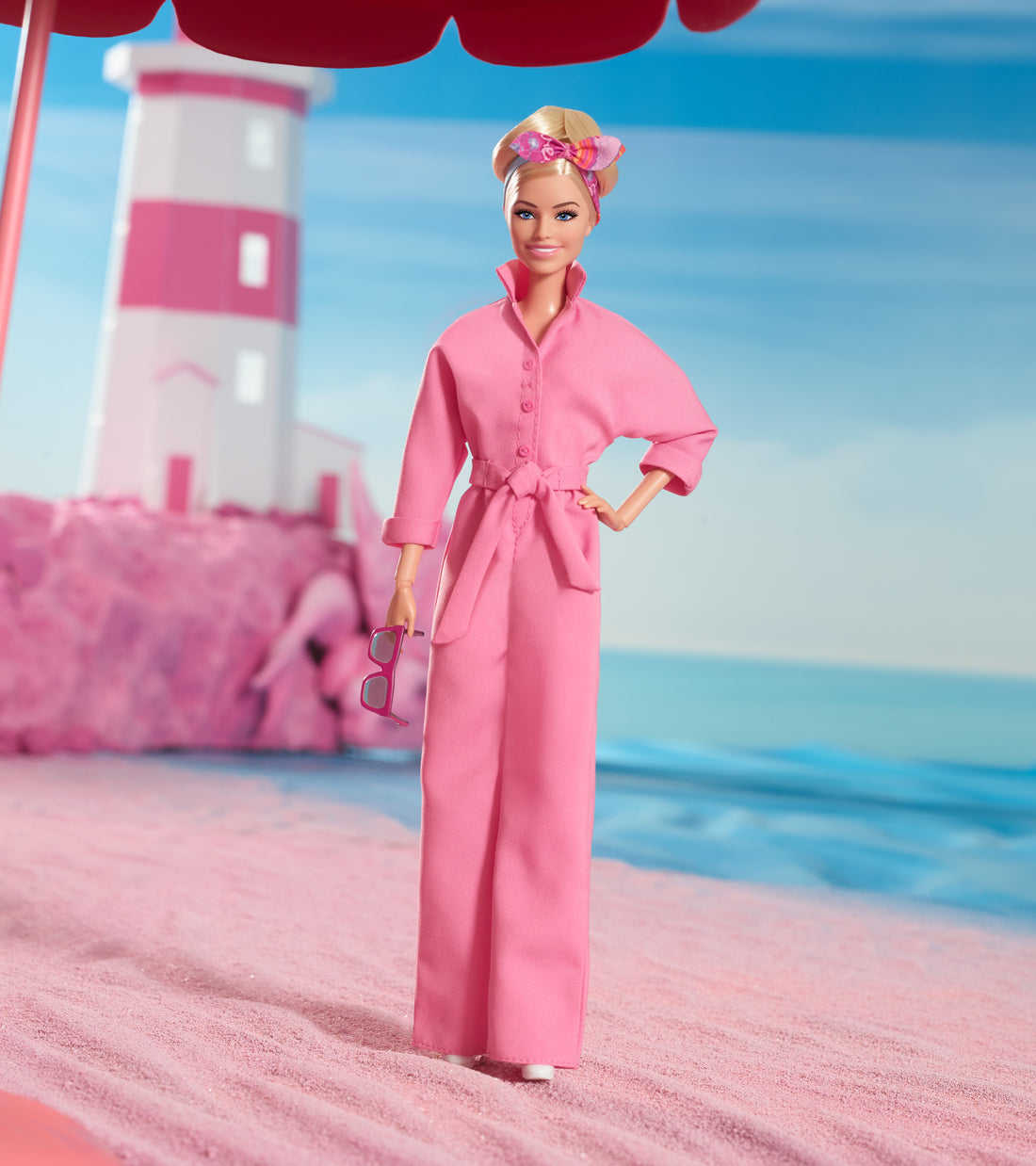 Barbie Movie Margot Robbie Doll In Pink Power Jumpsuit
