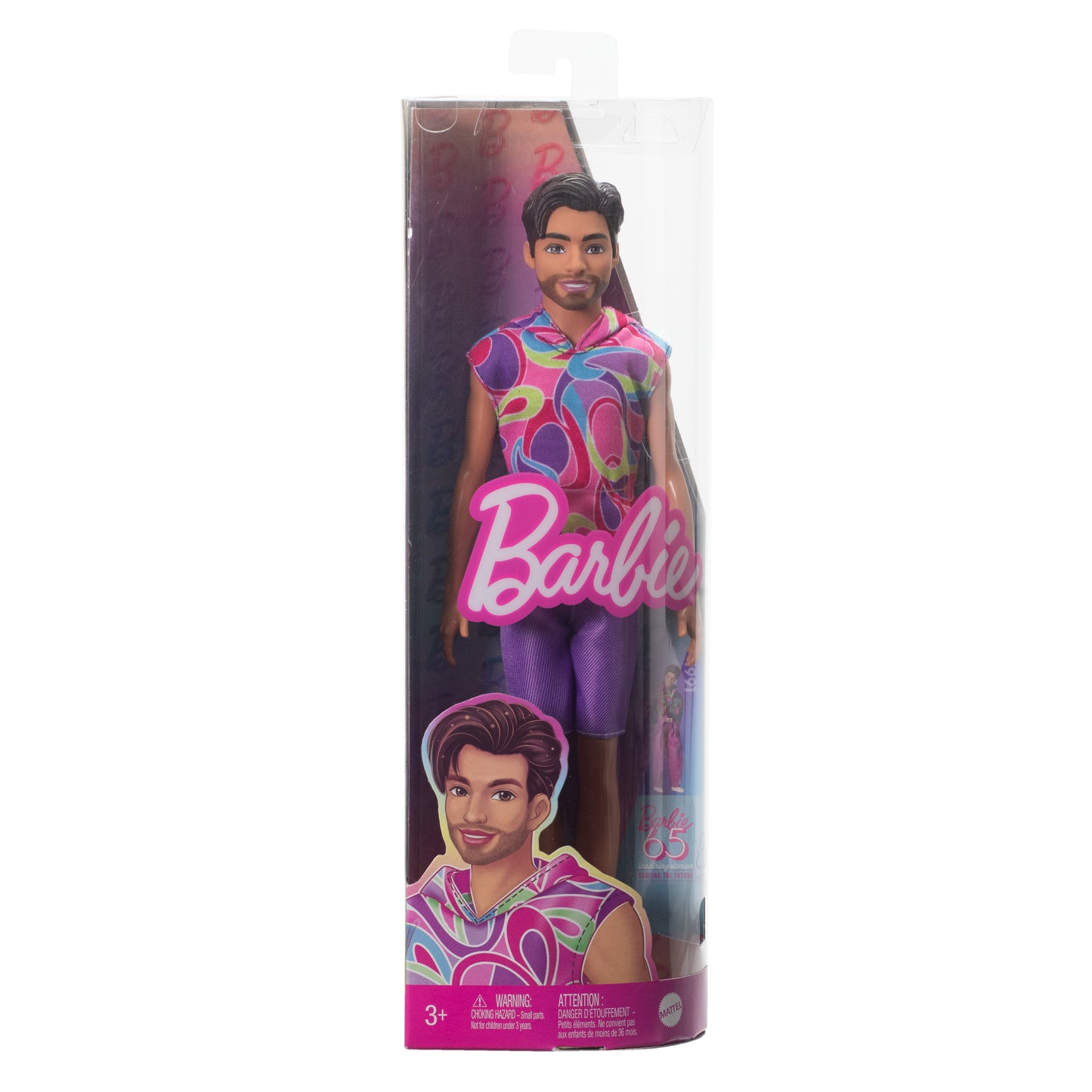 Barbie Fashionistas Ken Doll #227, Brunette Fashion Doll with Totally Hair-Inspired Look, 65th Anniversary