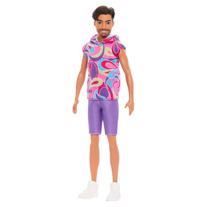 Barbie Fashionistas Ken Doll #227, Brunette Fashion Doll with Totally Hair-Inspired Look, 65th Anniversary