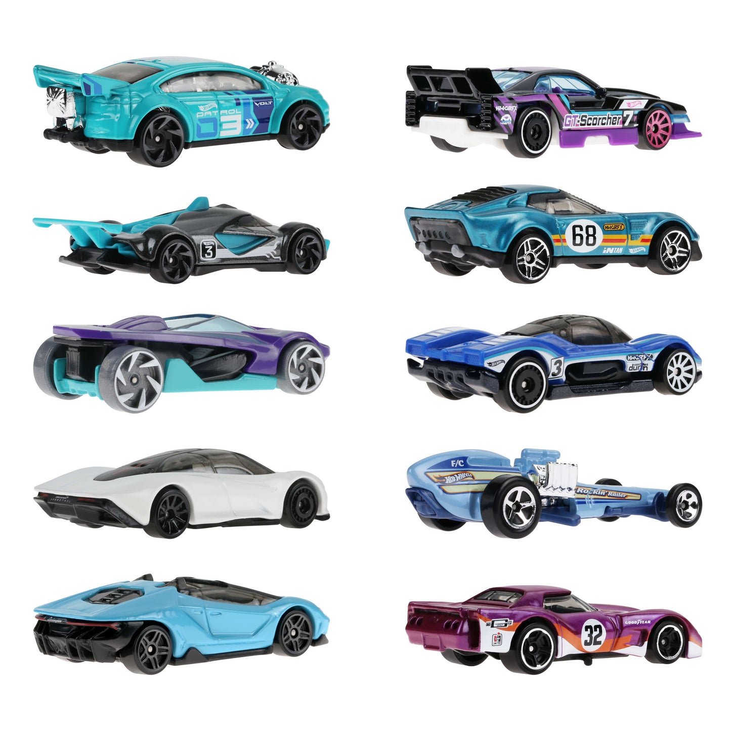 Hot Wheels Race Car 10-Pack, Set of 10 1:64 Scale Toy Vehicles (Styles May Vary)
