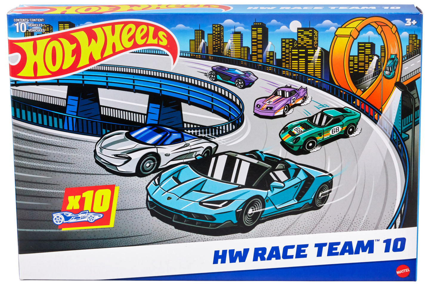 Hot Wheels Race Car 10-Pack, Set of 10 1:64 Scale Toy Vehicles (Styles May Vary)