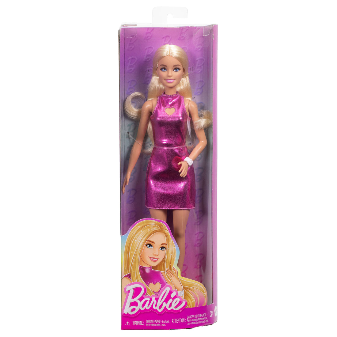 Barbie Fashionistas Doll #230 in Metallic Pink Minidress with Heart Cut-Out