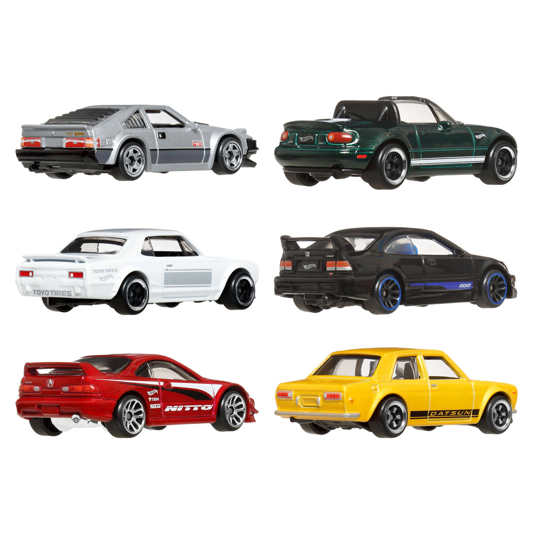Hot Wheels 1:64 Scale Die-Cast Toy Cars, Set of 6 Japanese Vehicles (Styles May Vary)