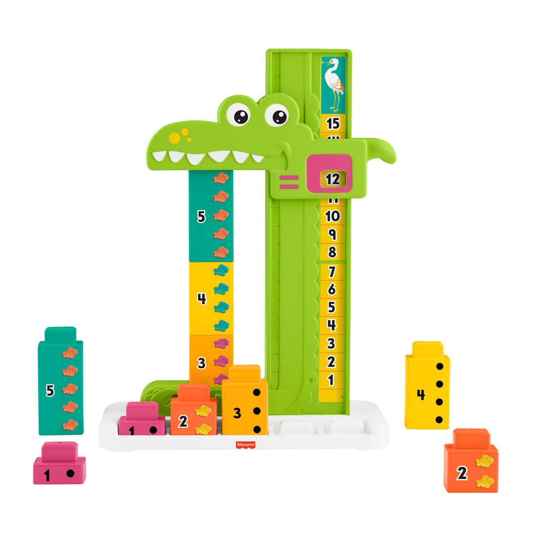Fisher-Price Adding Alligator Educational Toy with 10 Stacking Blocks for Preschool Kids