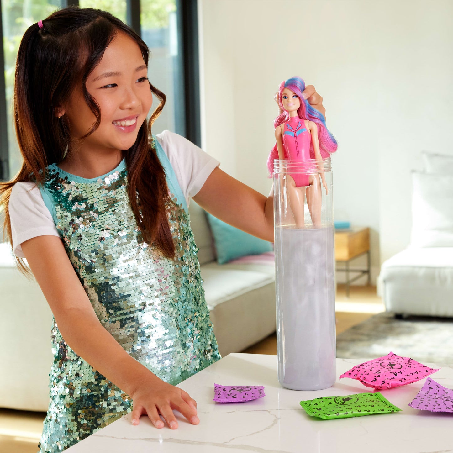 Barbie Colour Reveal Disco Star Series Fashion Doll & Accessories with 6 Surprises (Styles May Vary)
