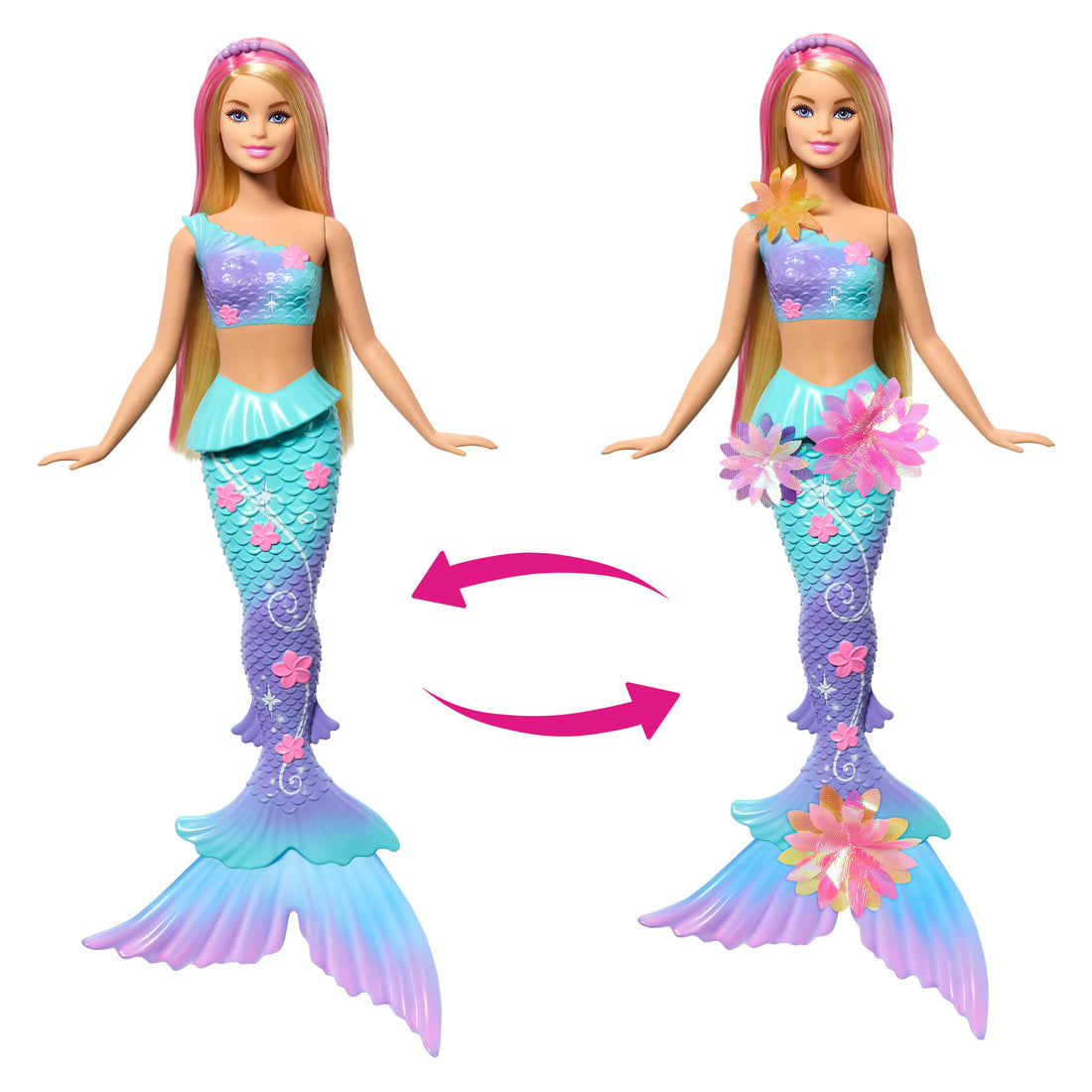 Barbie Flower Magic Mermaid Toy Doll with Surprise Blooming Flowers Feature & Pearl Headband Accessory