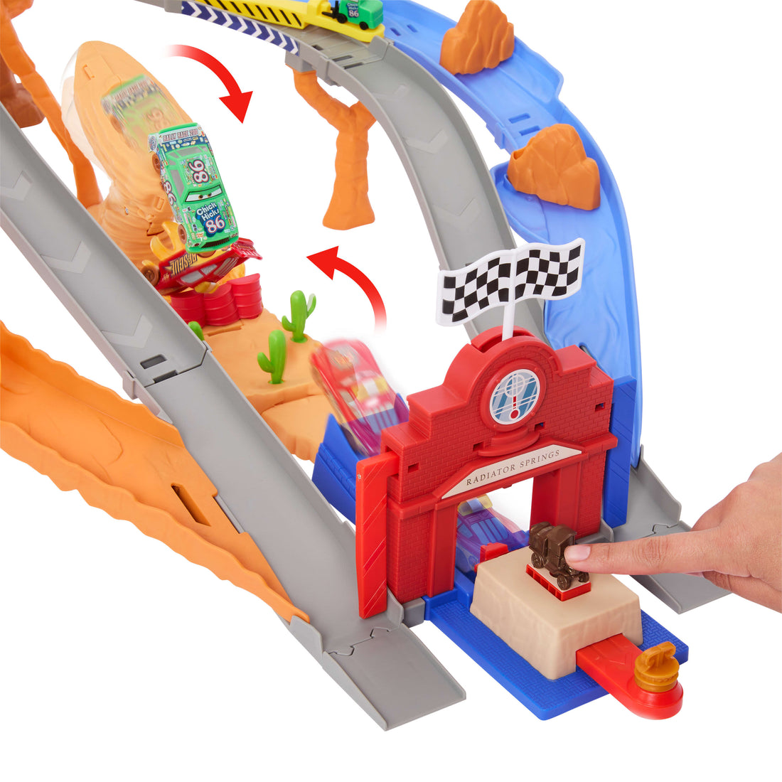 Bundle: Disney Pixar Cars Race & Rescue Playset with 2 Diecast Vehicles