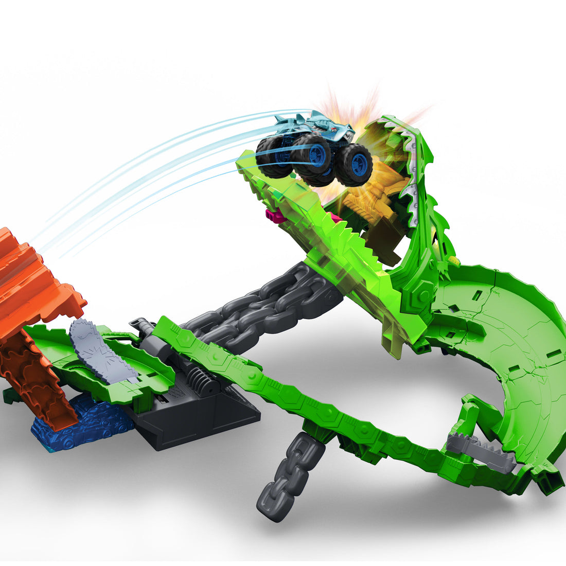 Bundle: Hot Wheels Dragon Demolition Trackset + 5 Neon Speeders