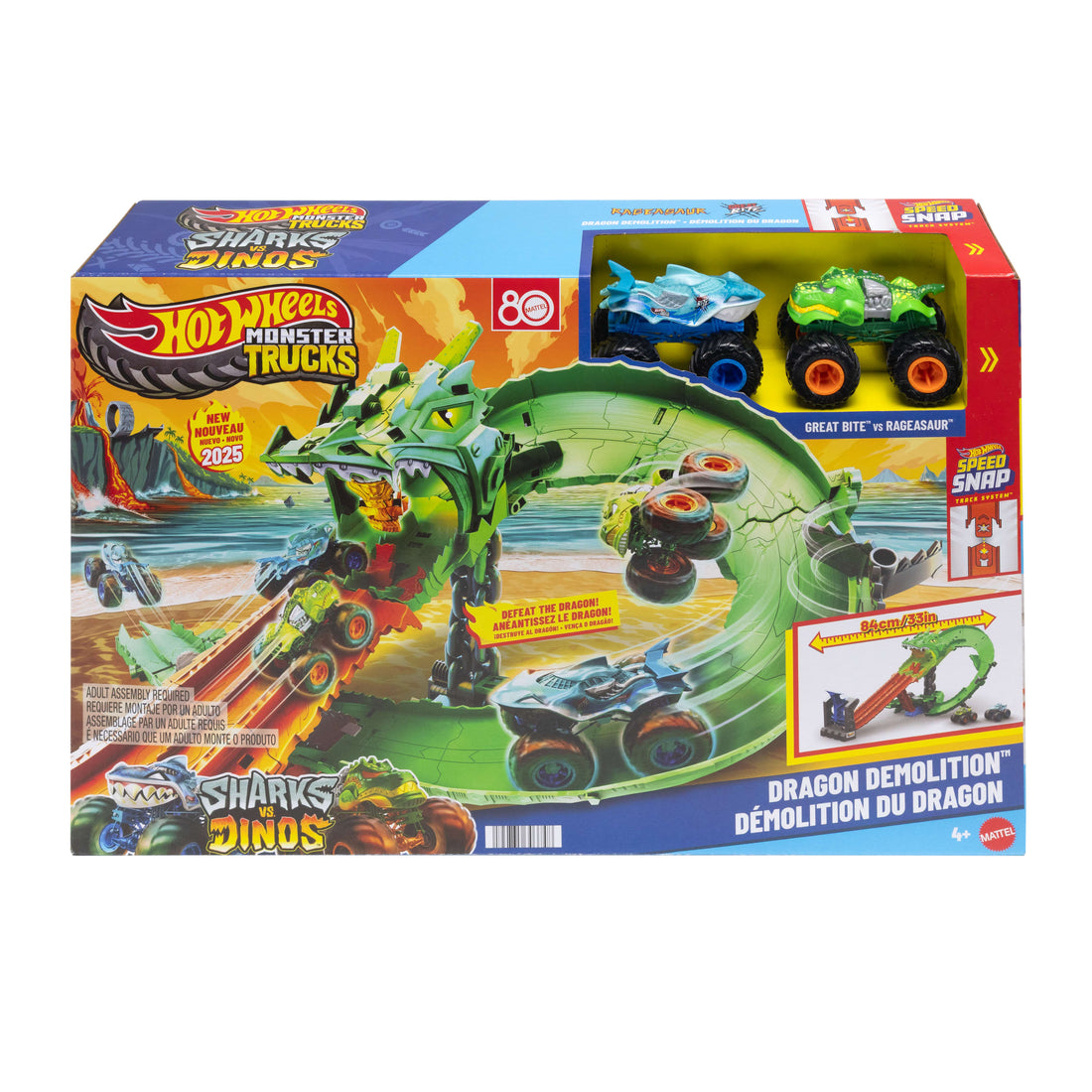 Bundle: Hot Wheels Dragon Demolition Trackset + 5 Neon Speeders