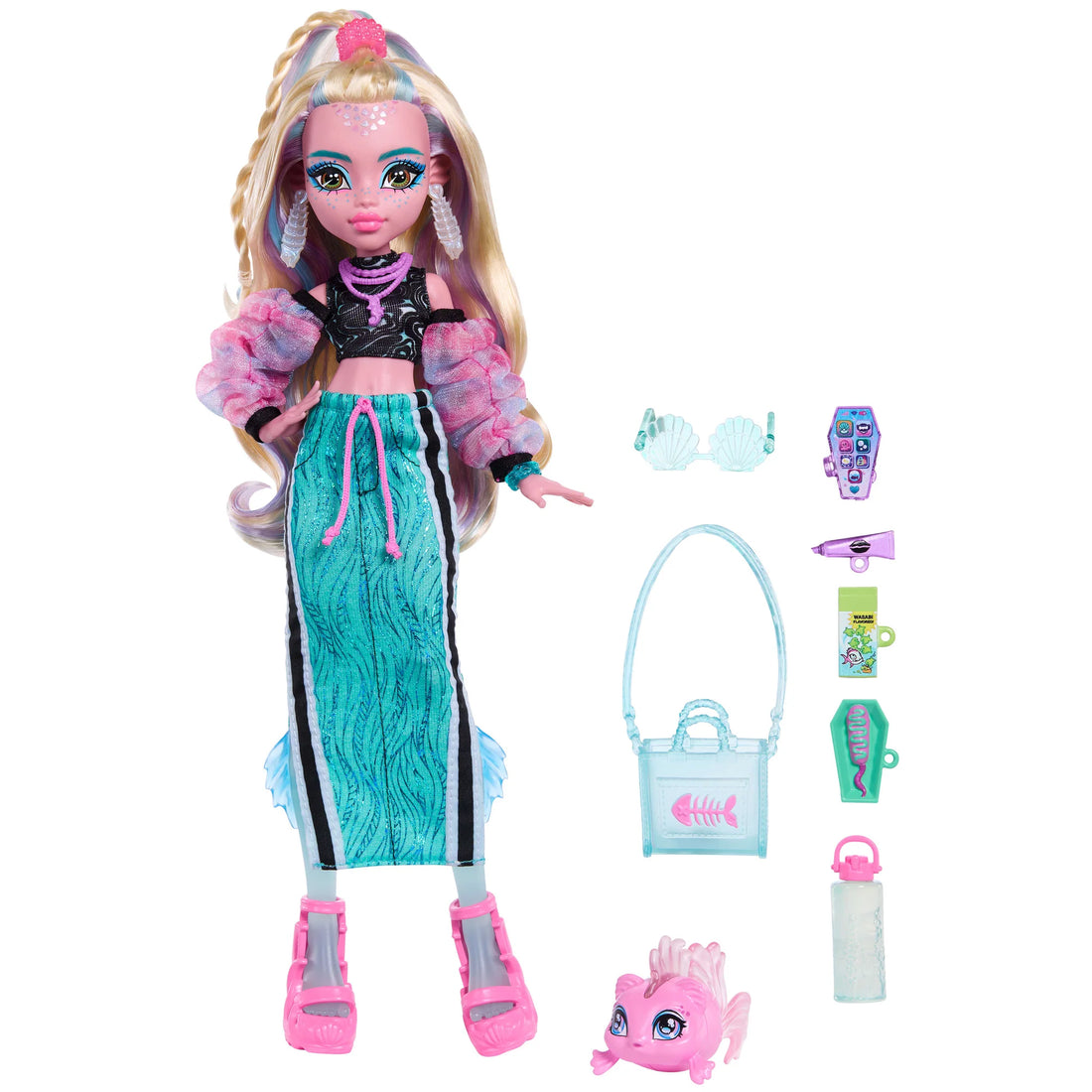 Bundle: Monster High - 4 Dolls; Frankie Stein, Lagoona Blue, Draculaura and Cleo De Nile