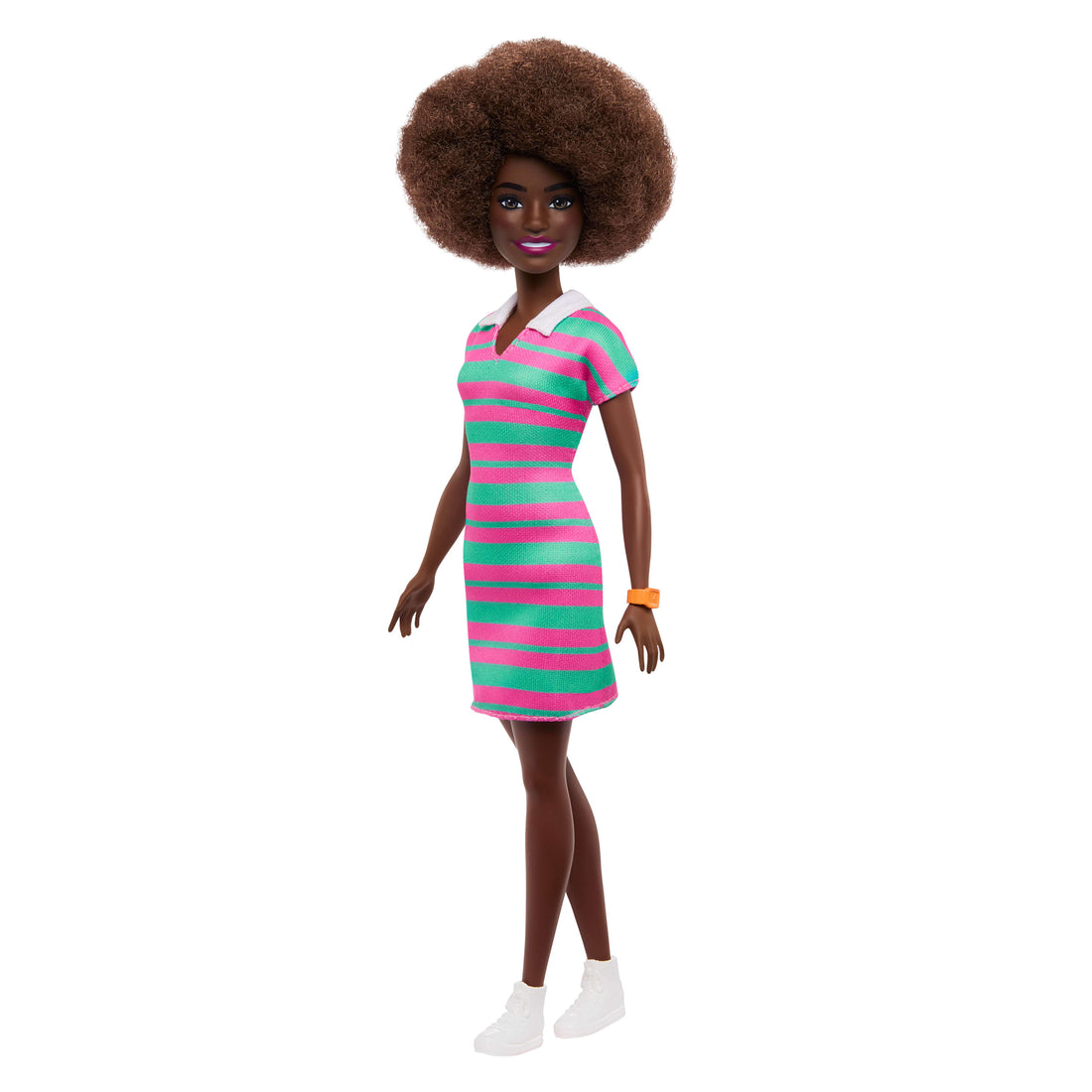 Barbie Fashionistas Doll #247 with Pink and Green Striped Dress