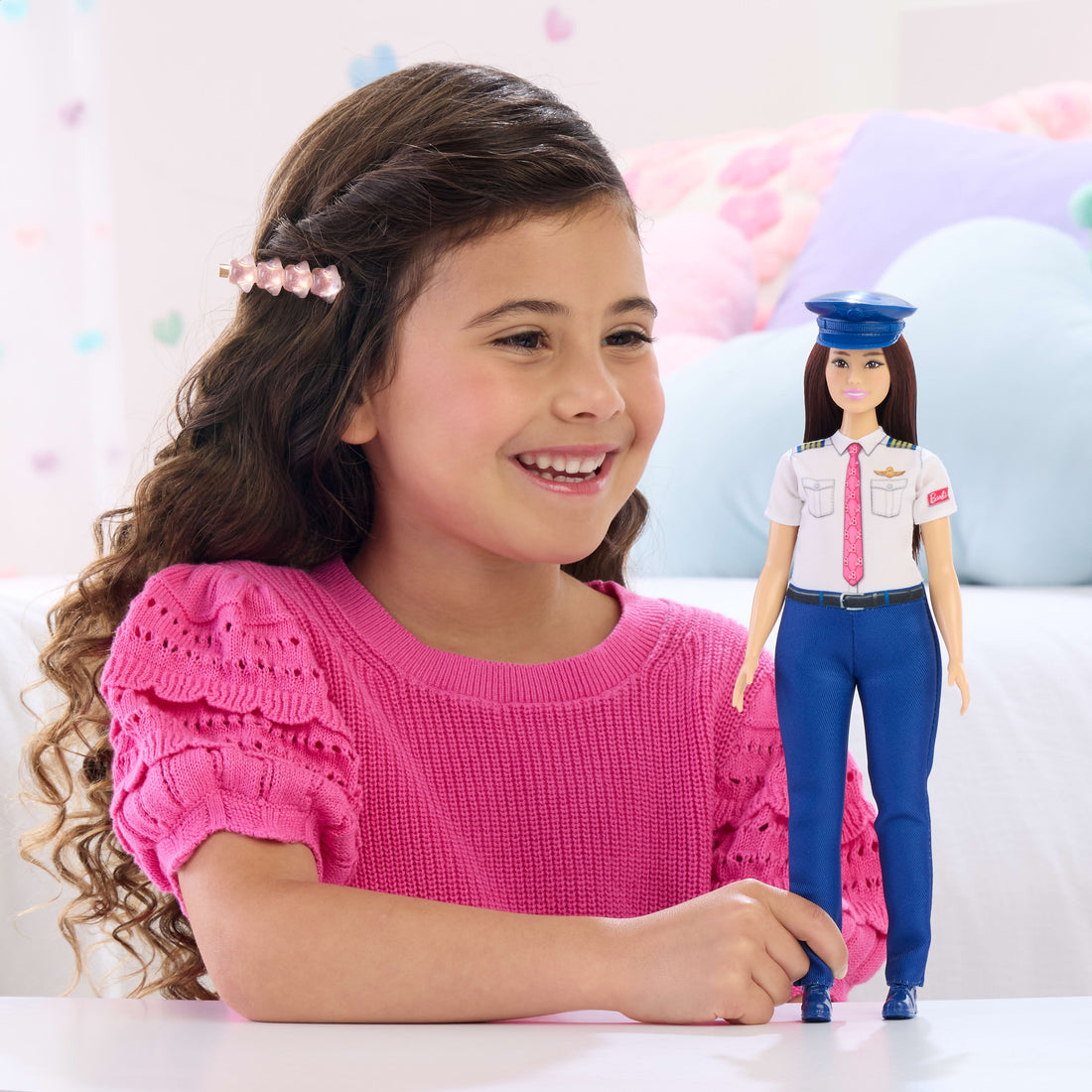 Barbie Careers Pilot Doll & Accessory, Fashion Doll Wearing Removable Uniform & Shoes with Hat