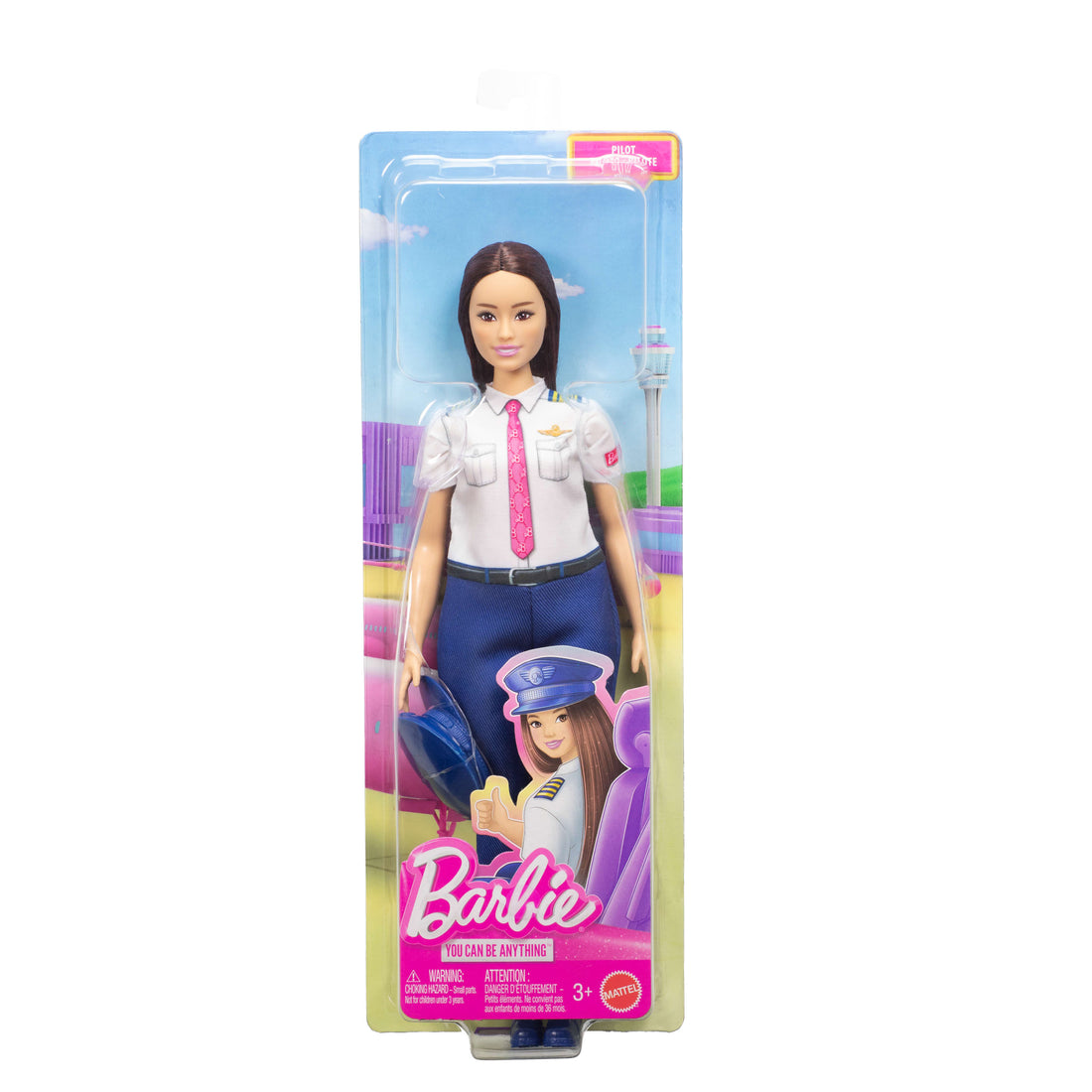 Barbie Careers Pilot Doll & Accessory, Fashion Doll Wearing Removable Uniform & Shoes with Hat
