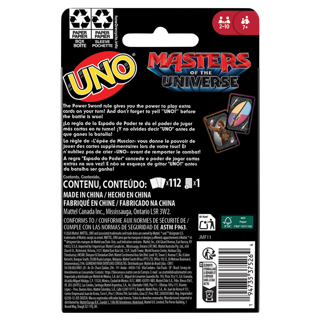 UNO Masters Of The Universe