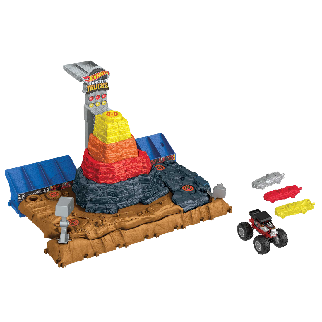 Hot Wheels Monster Trucks Arena Smashers Bone Shaker Ultimate Crush Yard Playset