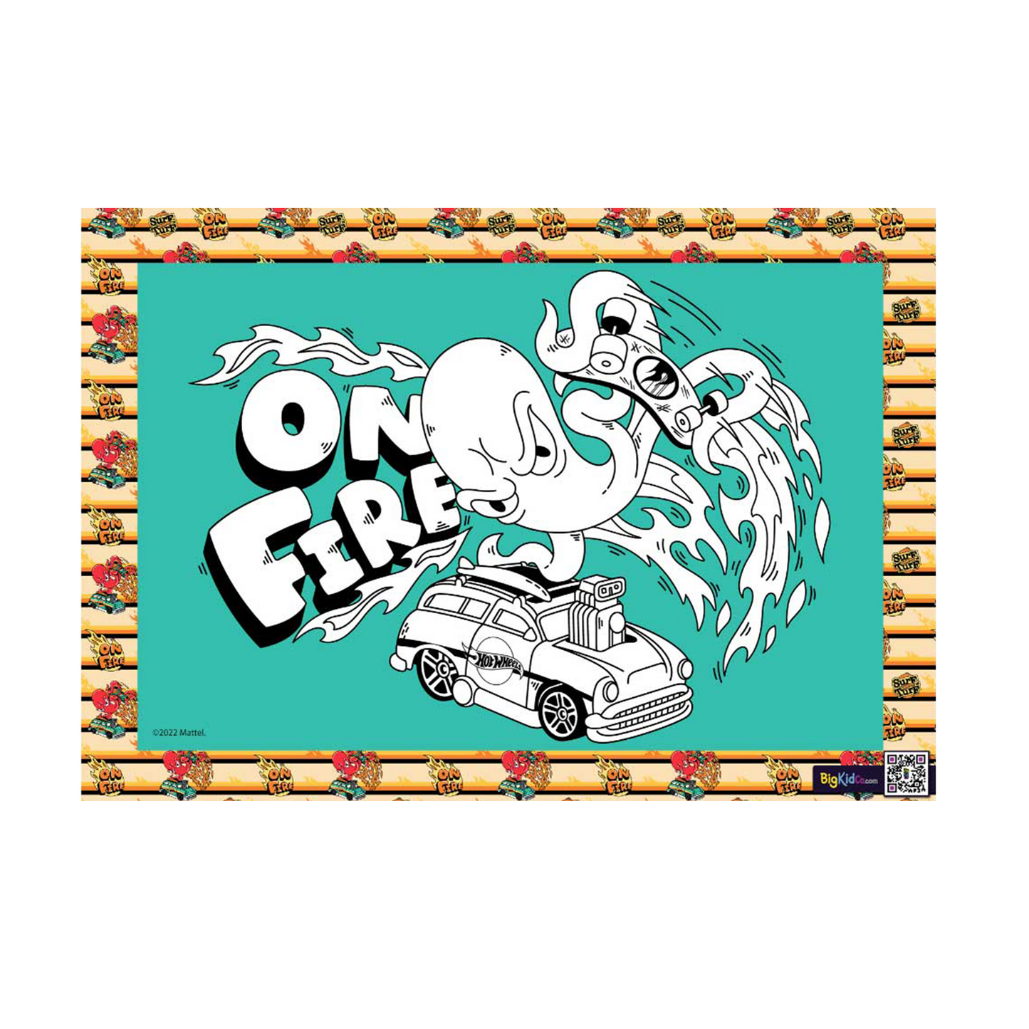 Hot Wheels On Fire A3 Creative Art