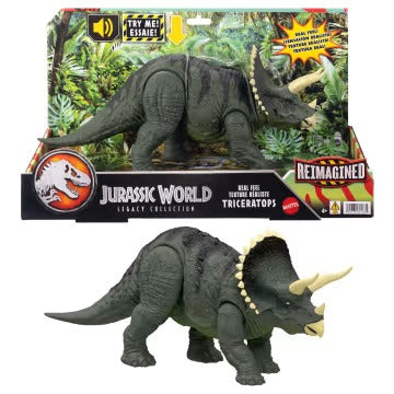 Jurassic World Reimagined Real Feel Triceratops Roaring Dinosaur Figure