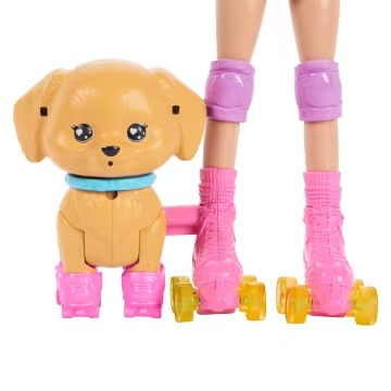 Barbie Pets Skate And Run Pup Blonde Doll With Puppy, Skates, And Accessories
