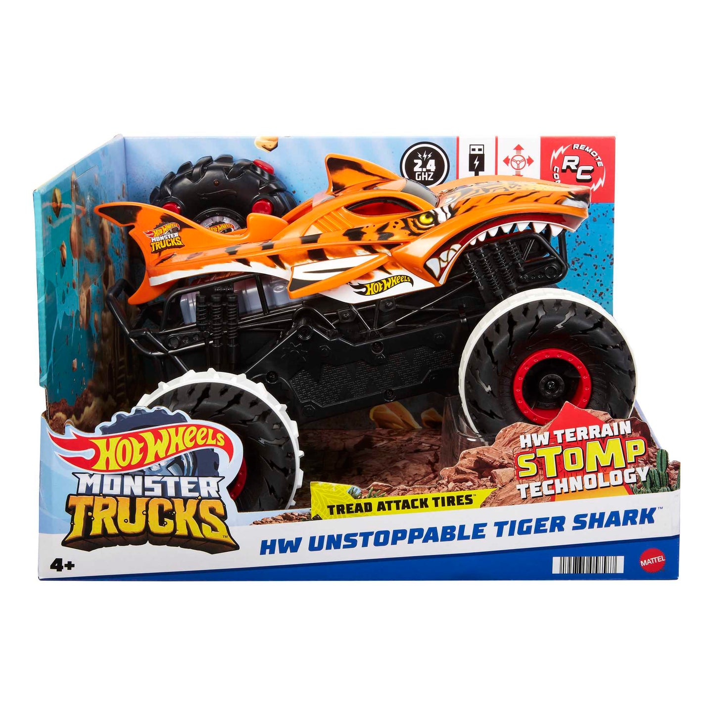 Hot Wheels Monster Trucks Hwmt Unstoppable Tiger Shark Rc Vehicle
