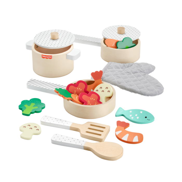 Fisher Price Wooden Pots and Pans Set Shop Mattel Australia