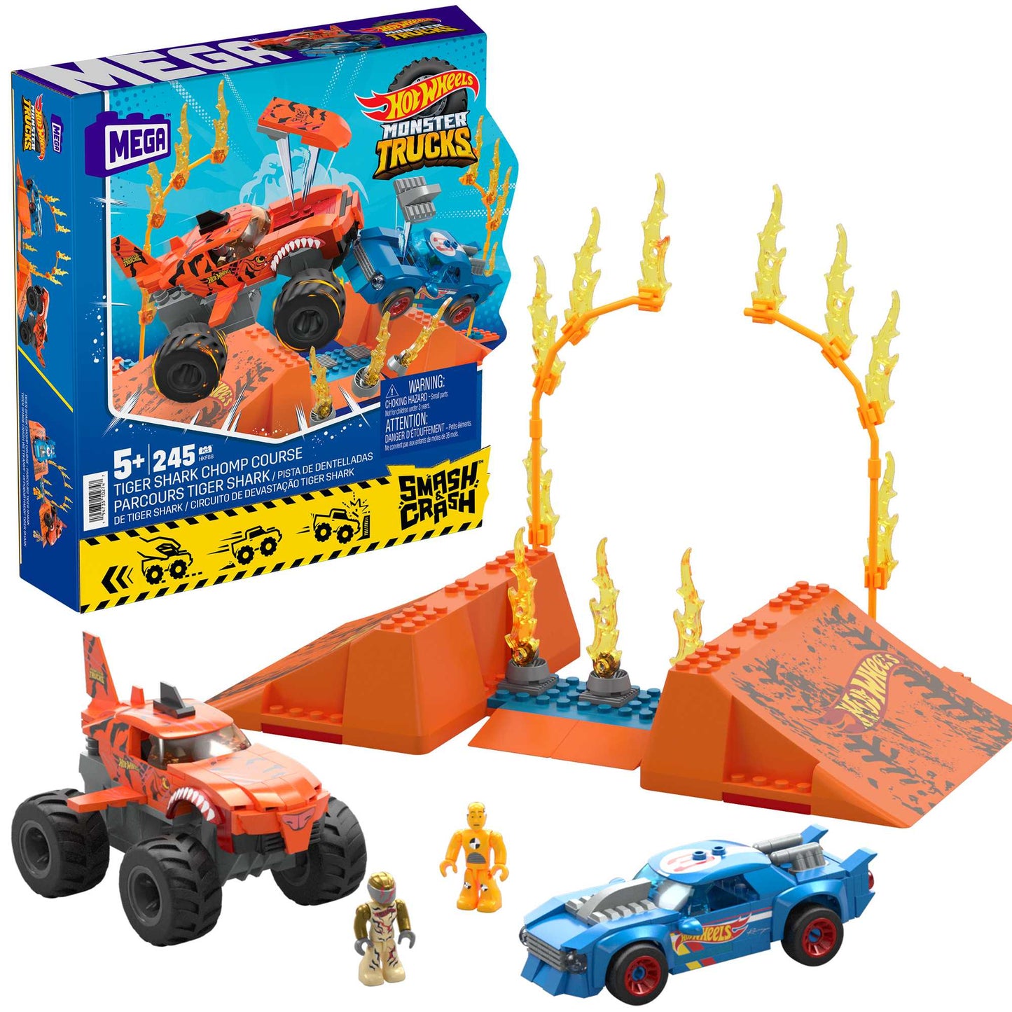 MEGA Hot Wheels Smash n Crash Tiger Shark Chomp Course