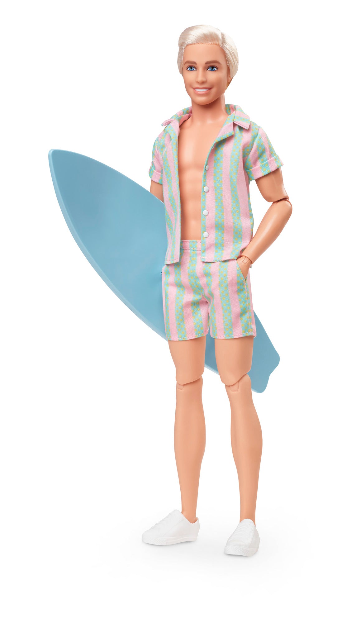 Barbie Movie Ken Doll Wearing Pastel Striped Beach Matching Set