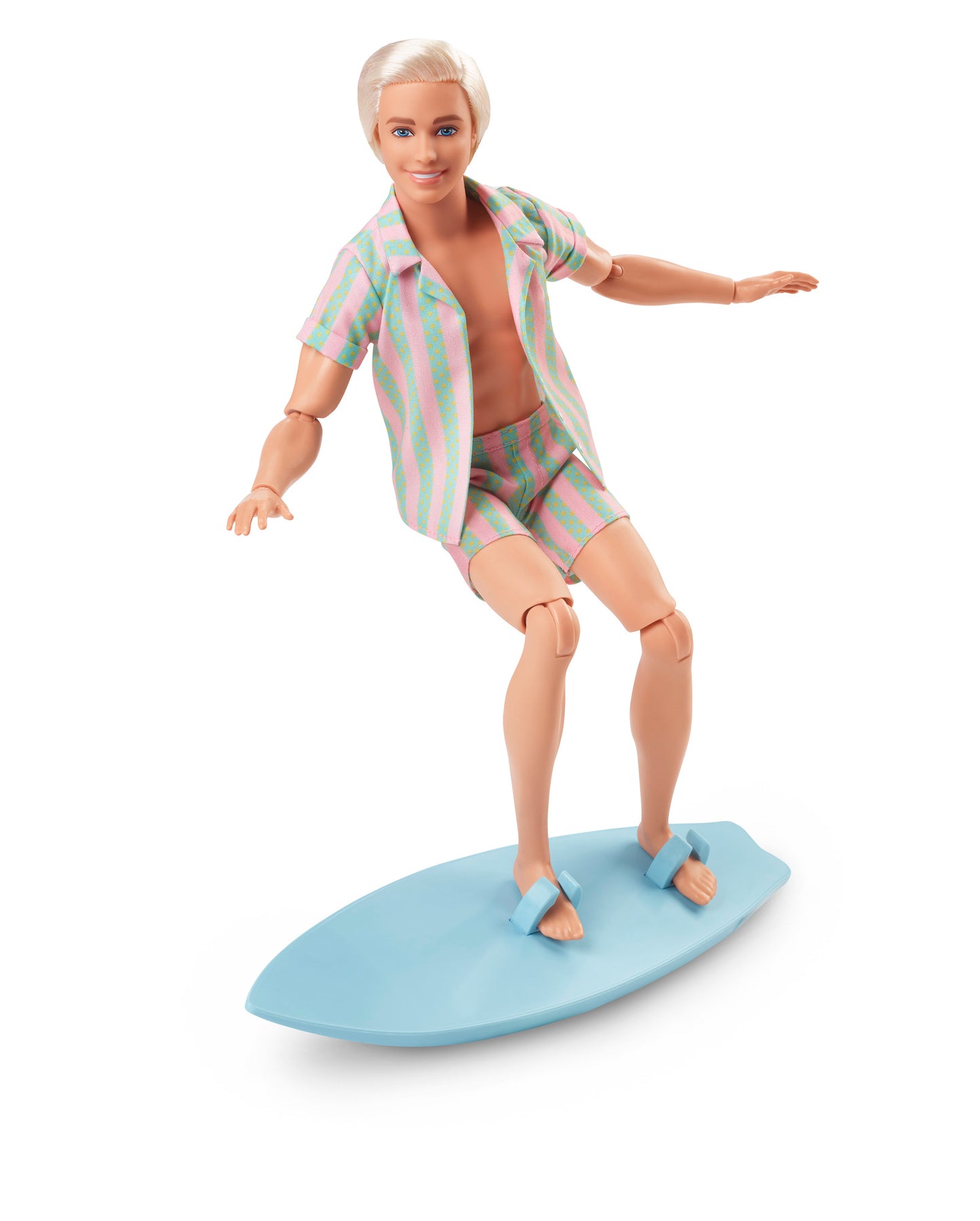 Barbie Movie Ken Doll Wearing Pastel Striped Beach Matching Set
