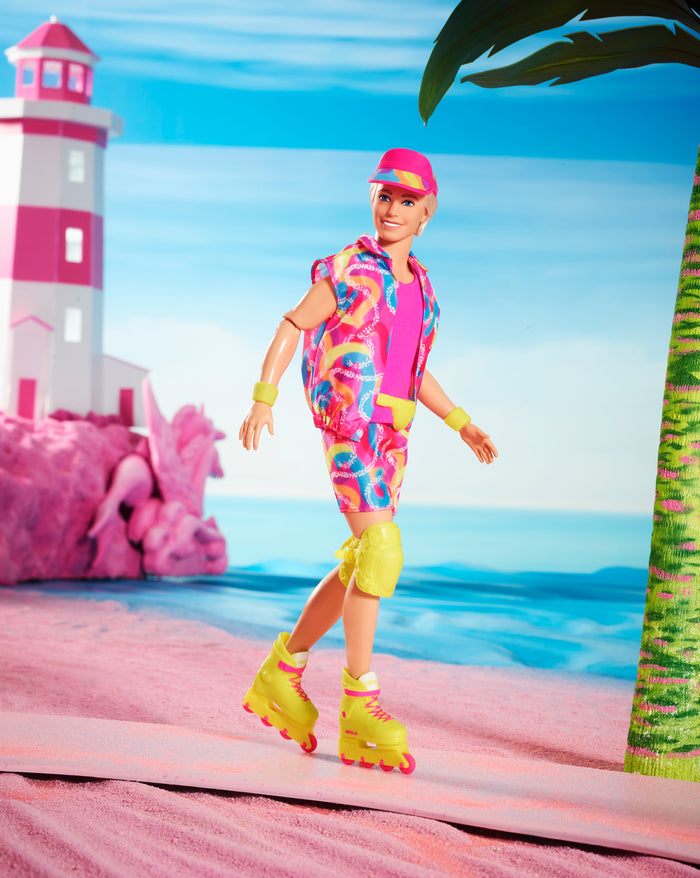 Barbie: The Movie Ken Doll (Pastel Striped Beach Outfit)