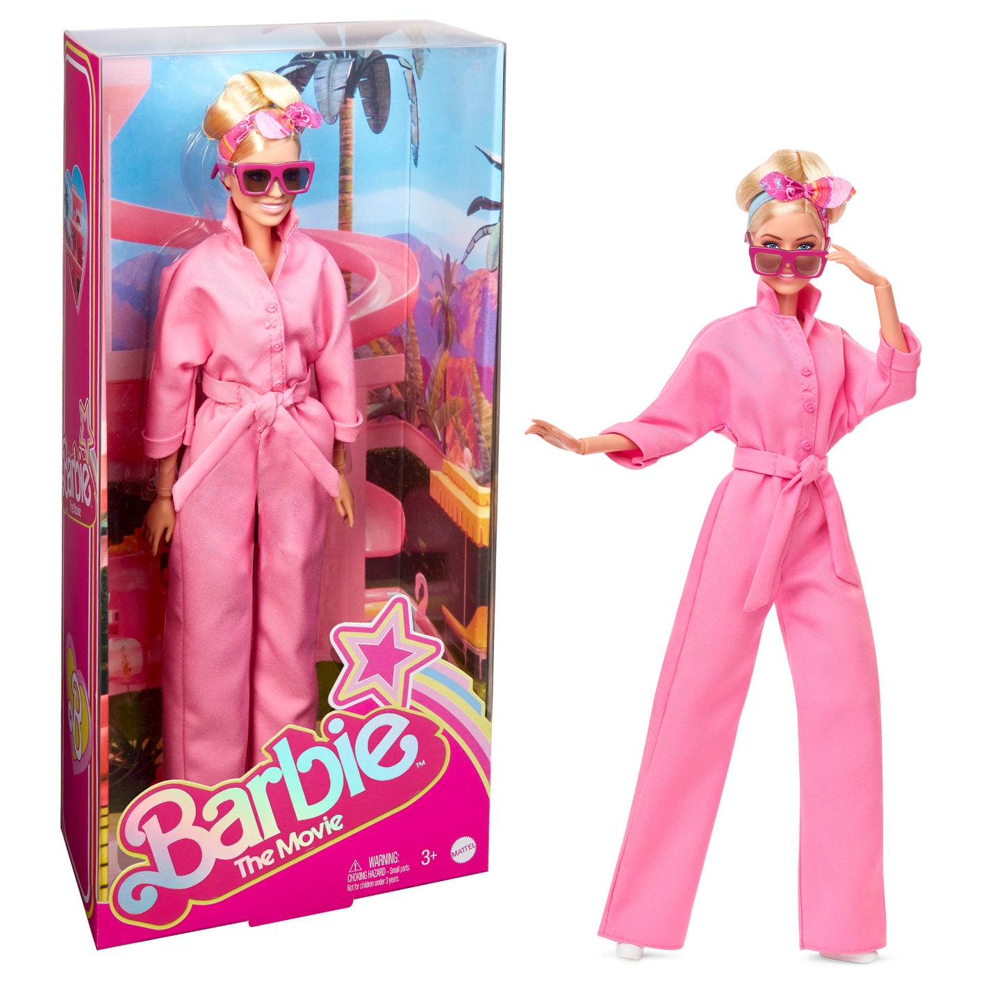 Barbie Movie  Margot Robbie Doll In Pink Power Jumpsuit