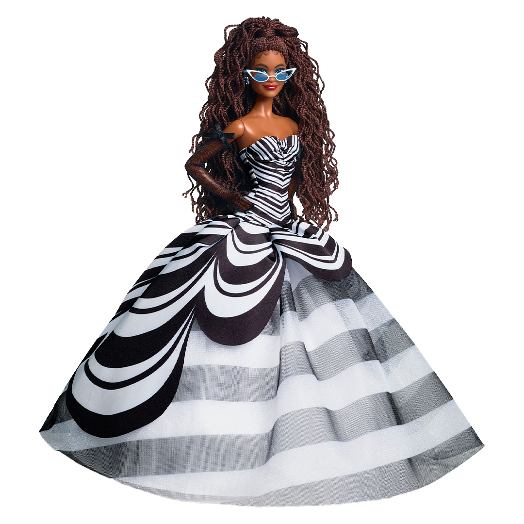 Barbie Signature 65th Anniversary Collectible Doll with Brown Hair and Black and White Gown