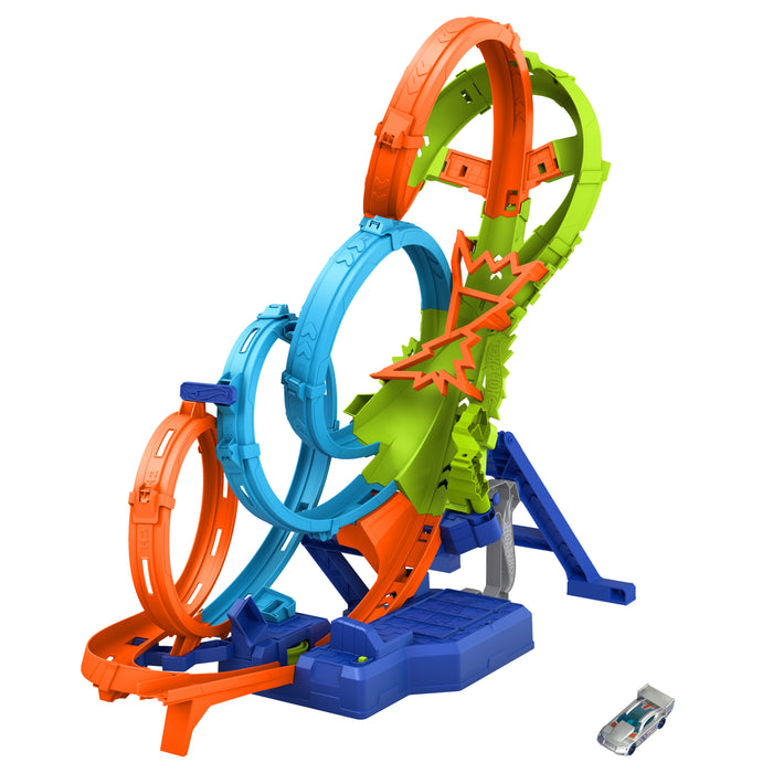 Hot Wheels Action 4-Loop Crash Out Track Set with Motorized