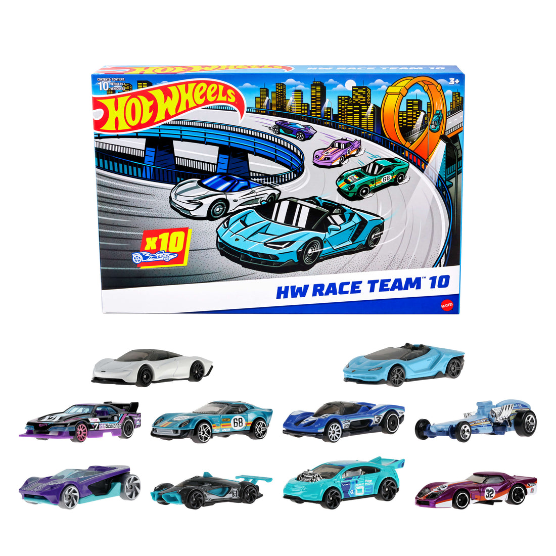 Hot Wheels Race Car 10-Pack, Set of 10 1:64 Scale Toy Vehicles