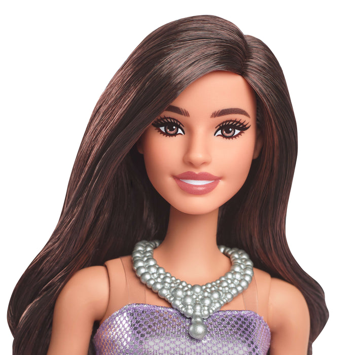 Barbie Fashionistas Doll #234 in Sequined Purple Dress and Silvery Accessories, Brown Hair Shop Mattel Australia Barbie Fashionistas Doll #234 in Sequined Purple Dress and Silvery Accessories, Brown Hair Shop Mattel Australia