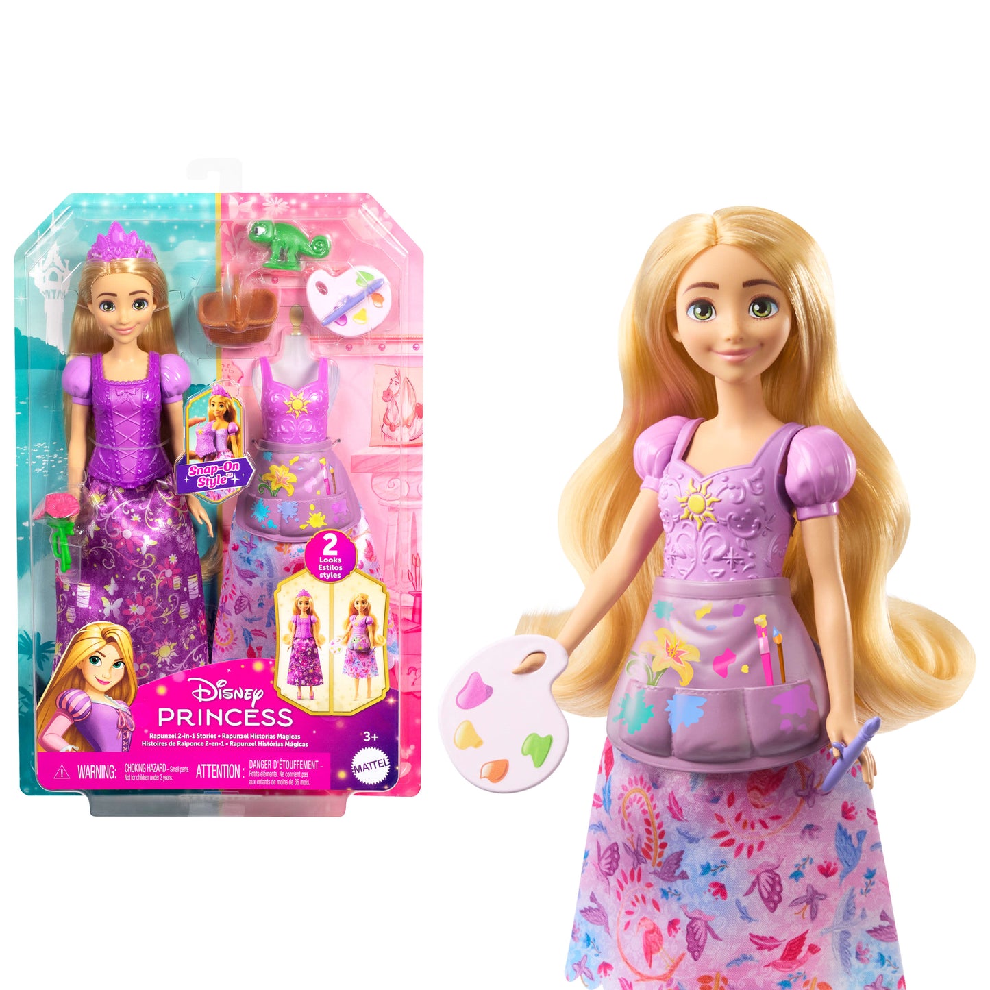 Disney Princess 2-in-1 Stories Rapunzel Fashion Doll with 2 Snap-On Bodices