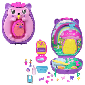 Polly Pocket Hedgehog Mom & Baby Purse Playset