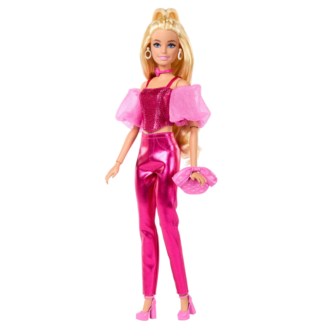 Barbie Deluxe Style Fashion Doll #5 in Metallic Pink Outfit with
