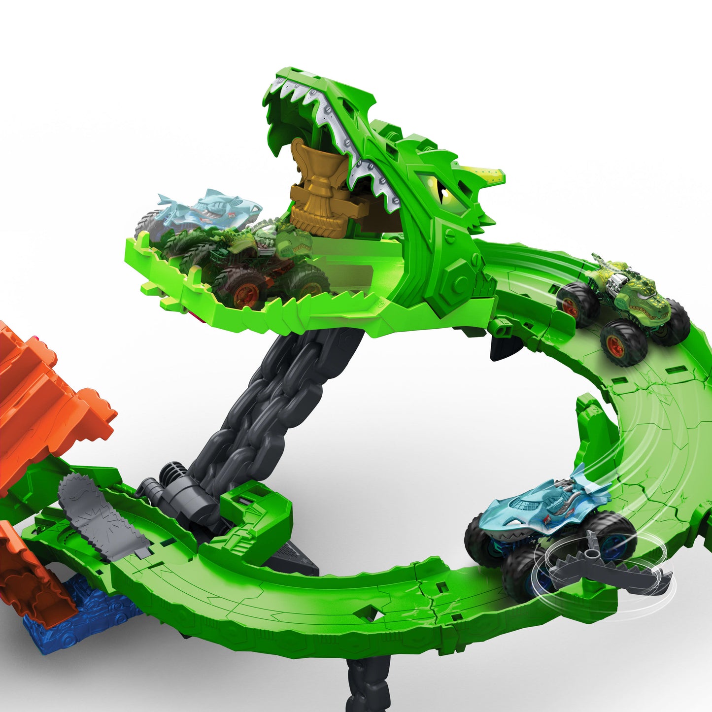 Bundle: Hot Wheels Dragon Demolition Trackset + 5 Neon Speeders