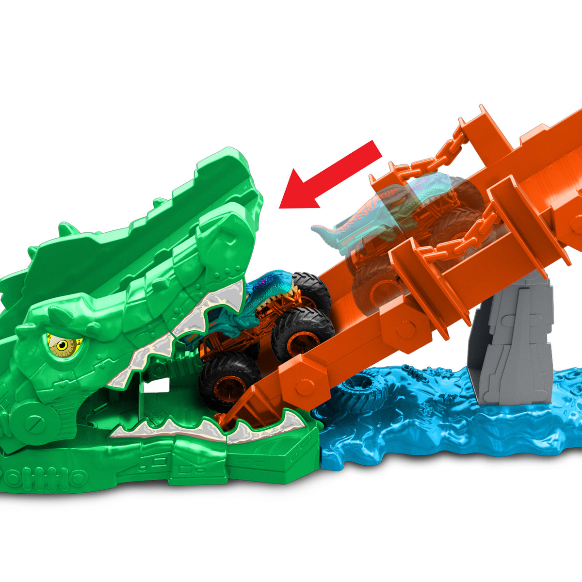 Hot Wheels Monster Trucks Crocodile Crash Challenge Playset