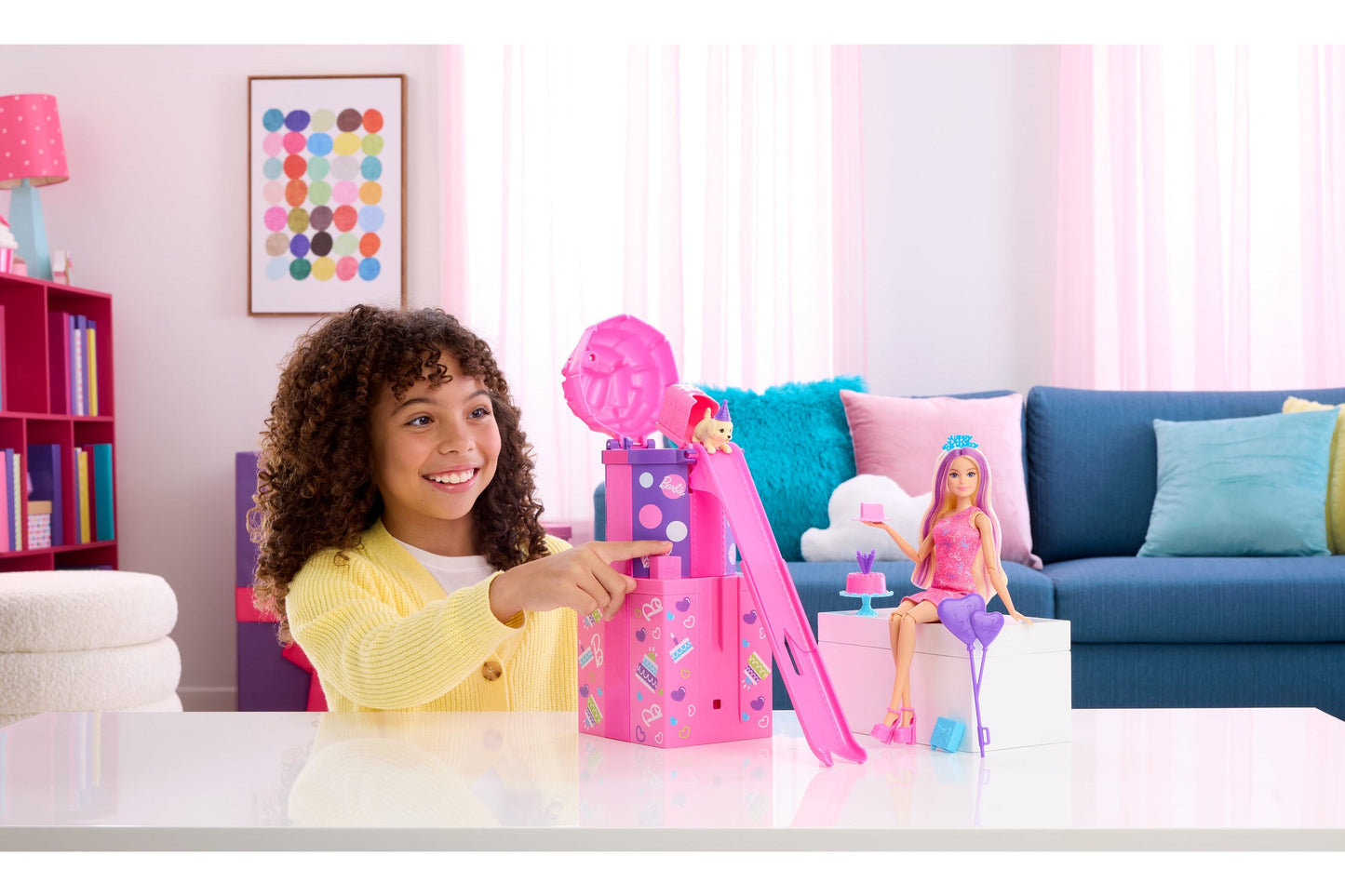 Barbie Rise & Surprise Pet Birthday Series Doll & Accessories with Slide & Surprises