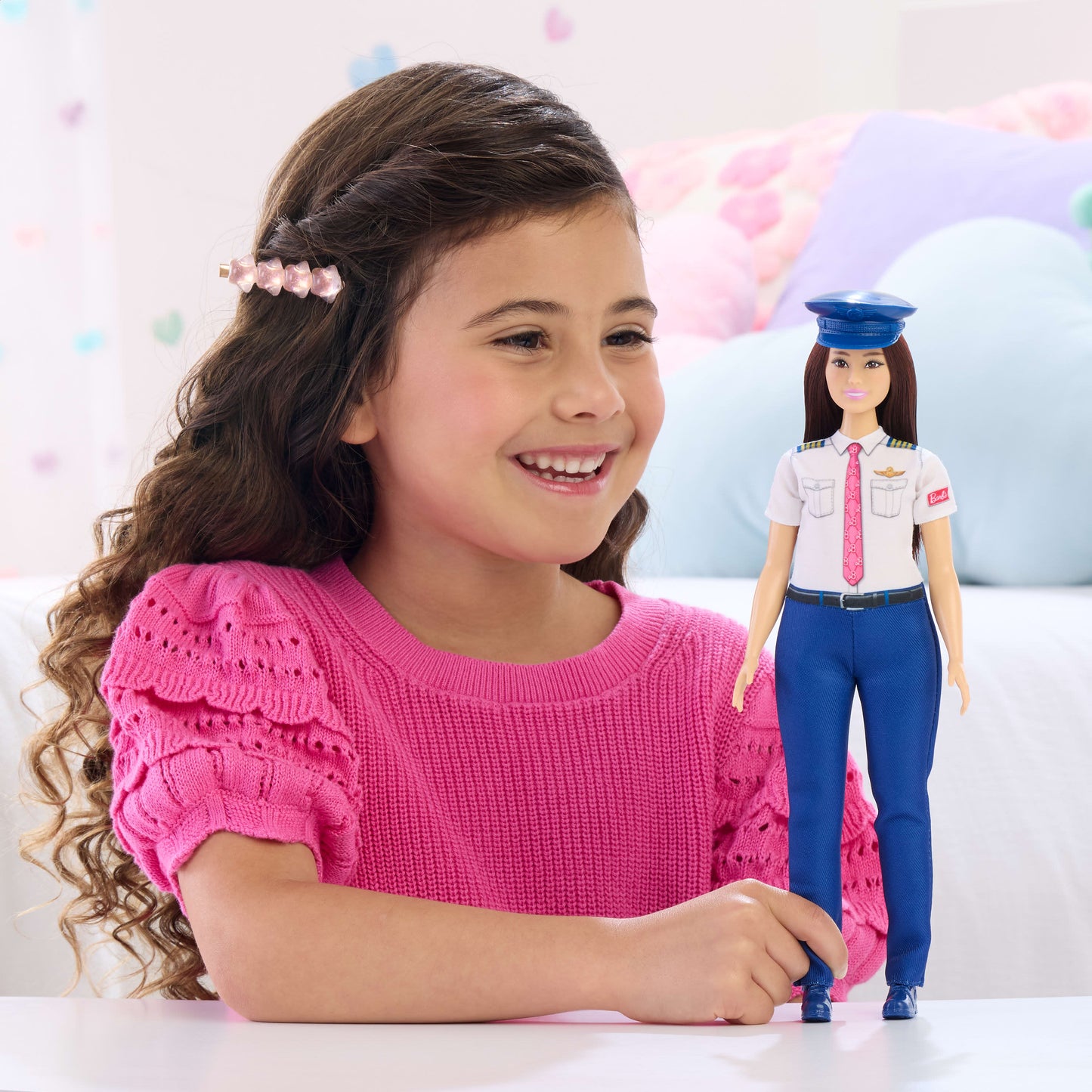 Barbie Careers Pilot Doll & Accessory, Fashion Doll Wearing Removable Uniform & Shoes with Hat