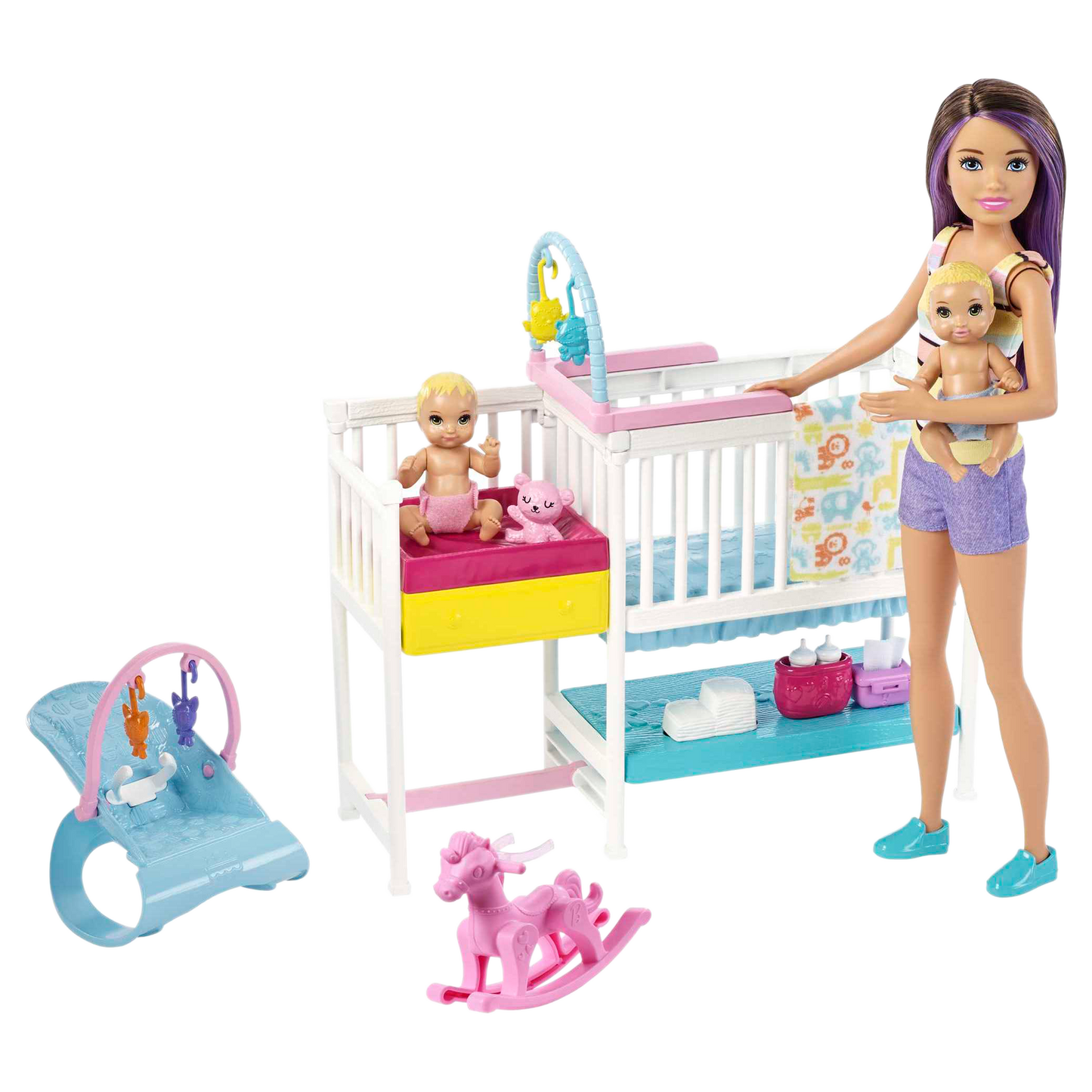 Barbie Skipper Babysitters Inc Nap 'n' Nurture Nursery Dolls and Playset