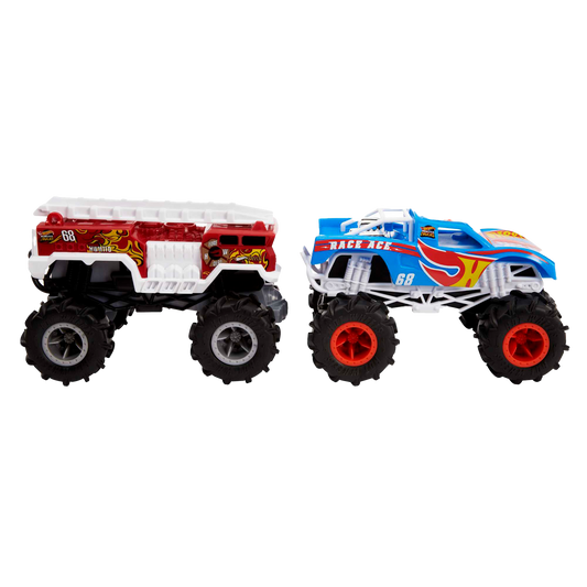 Hot Wheels R/C Monster Trucks 2-Pack, R/C Race Ace & HW 5-Alarm Vehicles