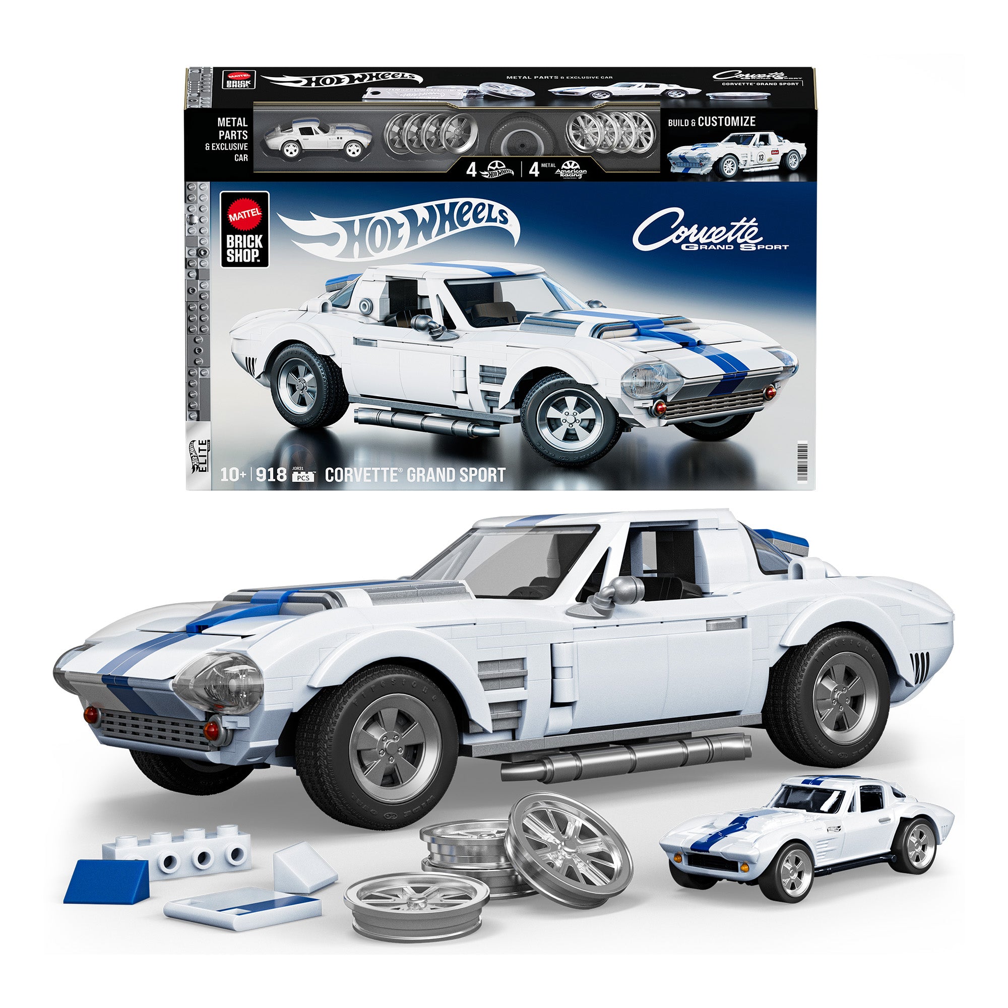 Hot Wheels Cargo Builders 4台セット Bundle: Brick Shop Maserati, Cadillac & Corvette Hot Wheels