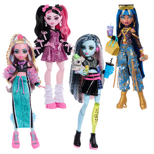 Bundle: Monster High - 4 Dolls; Frankie Stein, Lagoona Blue, Draculaura and Cleo De Nile