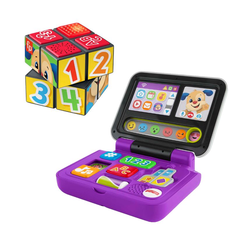 Bundle: Fisher-Price Laugh & Learn Click & Learn Laptop + Laugh & Learn Puppy's Activity Cube