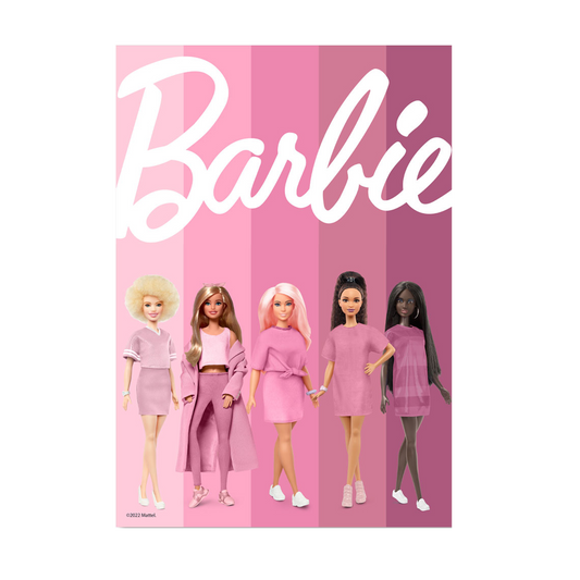 Barbie Unity Matters Logo Group Pink A3 Wall Art